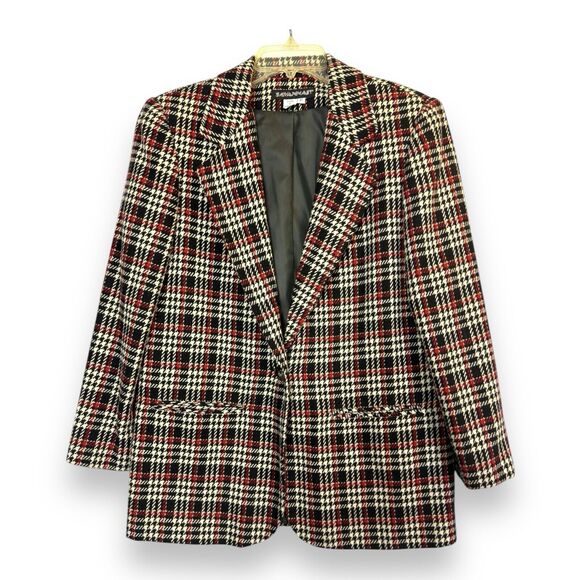 VTG Wool Blazer Savannah 6P Petite Plaid Tartan Old Money Dark Academia Preppy - Picture 10 of 10